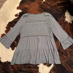 Teal Women's Top with Lace Detail